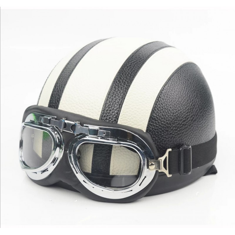 Helma retro bílo - černá, brýle